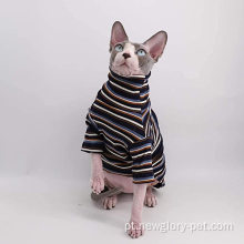 Listras vintage sphynx sem pêlos camisetas de gato